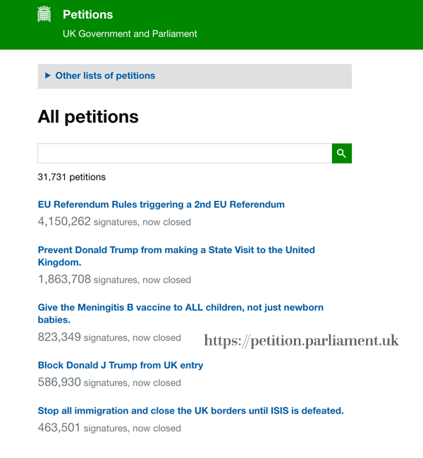 All UK petitions